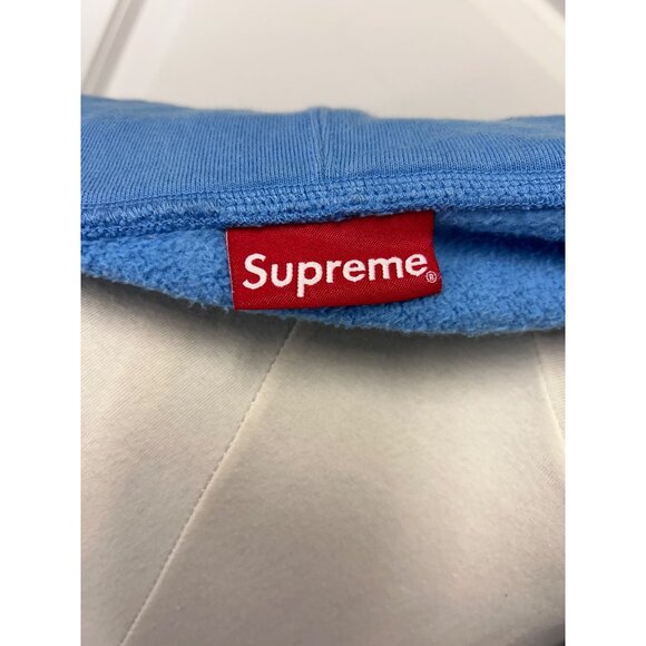 Supreme Mens Big Logo Paneled Zip Up Hooded Sweatshirt Navy Blue Red FW20 M - Picture 6 of 11